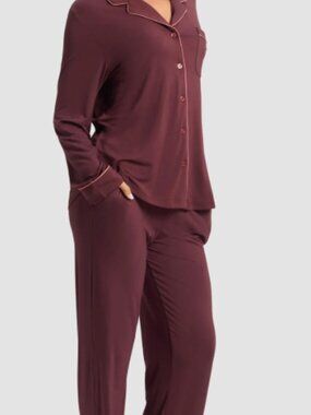 Cozy Earth Bamboo Stretch-Knit Long Sleeve Pajama Set XXXL 3XL Pomegranate NWT